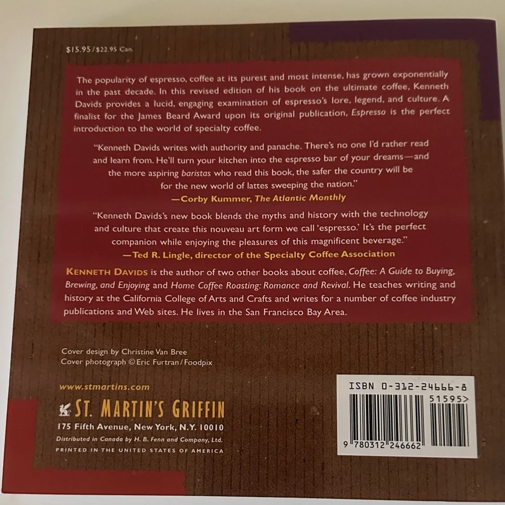 2 for $10 🎁 Espresso Ultimate Coffee Paperback by Kenneth Davids
